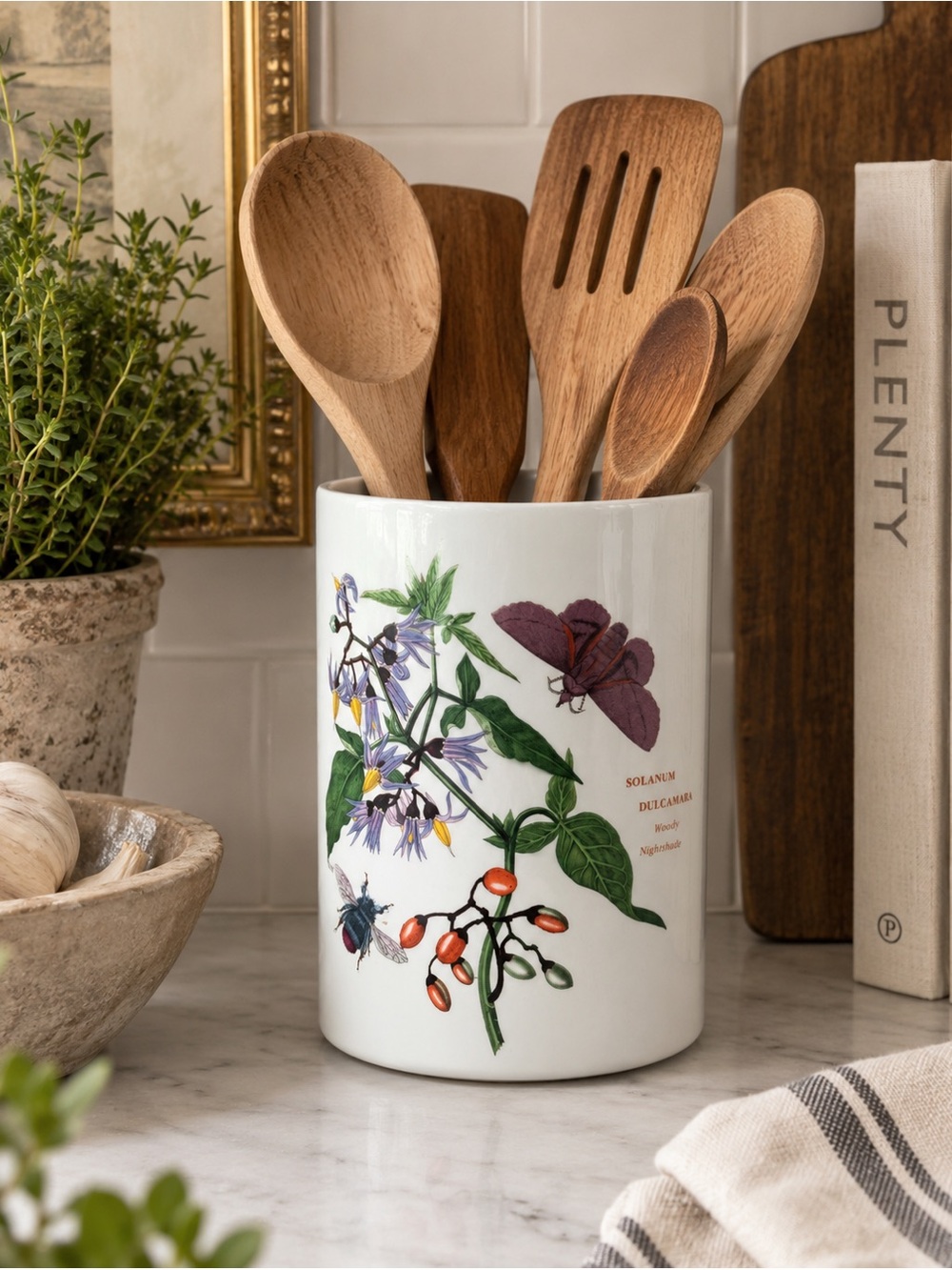 Vintage Portmeirion Botanic Garden Woody Nightshade Utensil Crock
